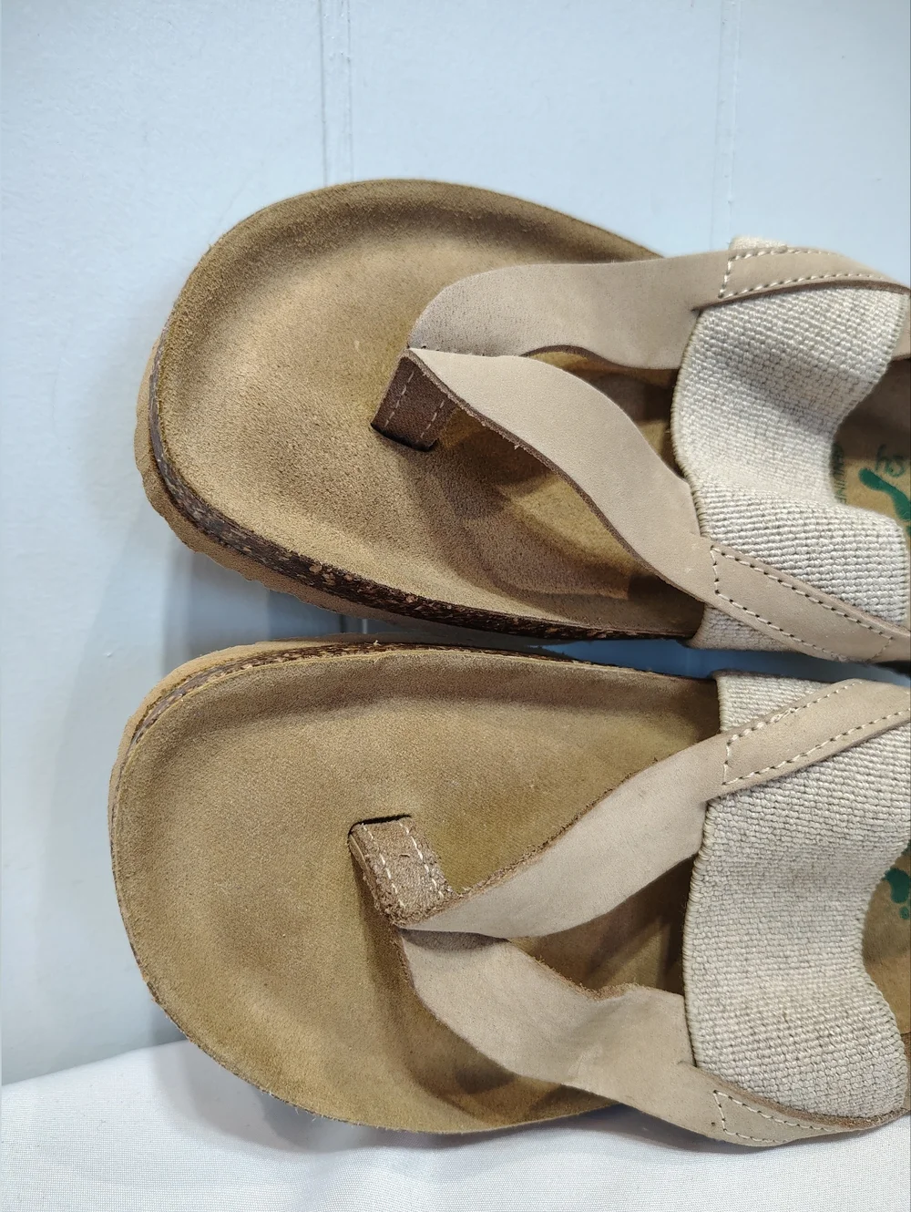 Bio Natura Italy Leather Thong Sandals Size 40 US 9 Cork Footbed Comfort Slide - Picture 5 of 7